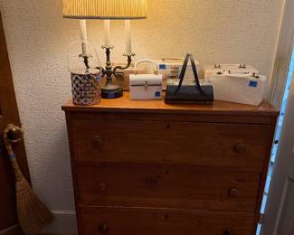 Handmade chest, lucite handbags 