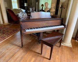 Wm. Knabe baby grand piano, misc decor