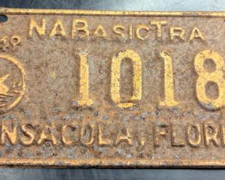 Rough but rare 1949 Naval Air Station basic training flight student license plate