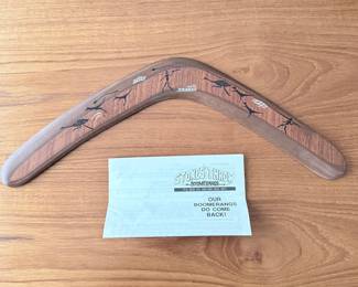 Stones Throw Boomerangs Hand-Painted Boomerang with Wildlife and Hunter Motif