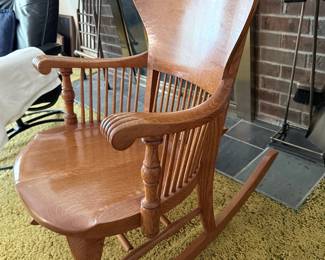 Quarter-Sawn Oak Pressed-Back Rocking Chair