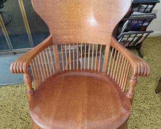 Quarter-Sawn Oak Pressed-Back Rocking Chair