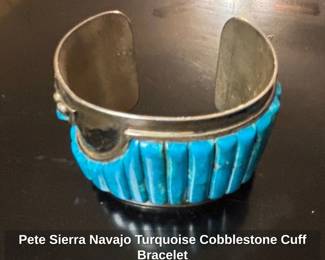 Pete Sierra Navajo Turquoise Cobblestone Cuff Bracelet