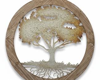 Hobby Lobby Galvanized Metal Tree of Life Wall Art with Distressed Wood Frame