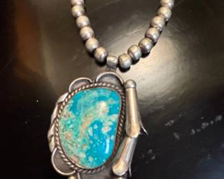 Alfred Martinez Navajo Turquoise Sterling Silver Pendant Necklace second image