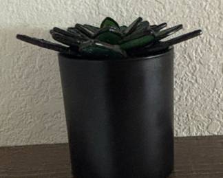 Stained Glass Succulent and Driftwood Decor Set