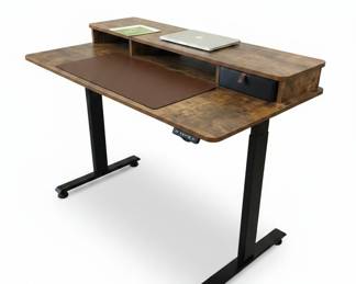 FEZIBO Electric Standing Desk with Monitor Riser and Double Drawers
