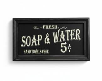 Vintage-Style 'Soap & Water' Framed Sign