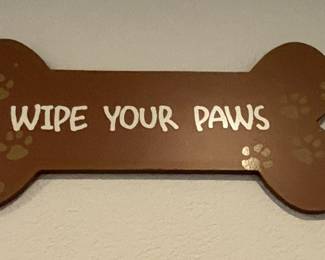 Wipe Your Paws Decorative Bone Sign