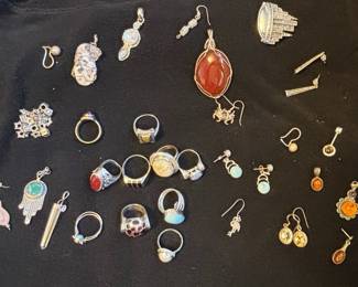 Assorted Sterling Silver Jewelry Lot - Artisan, Boho, and Vintage Styles