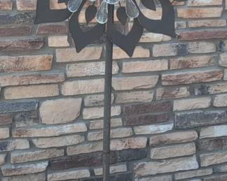 Metal Floral Garden Spinner with Copper and Verdigris Accents