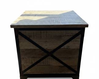 Farmhouse X-Frame Bedside Table with Storage Trunk