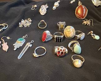 Assorted Sterling Silver Jewelry Lot - Artisan, Boho, and Vintage Styles
