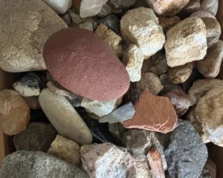 Assorted Natural Geological Mineral and Rock Collection with Decorative Wooden Tray