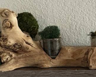 Stained Glass Succulent and Driftwood Decor Set