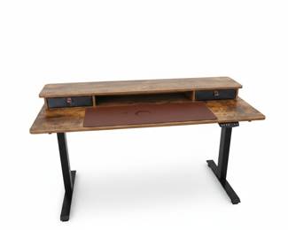 FEZIBO Electric Standing Desk with Monitor Riser and Double Drawers