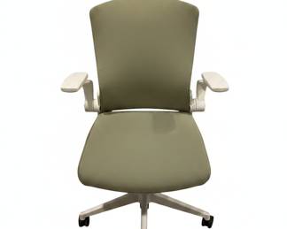 Steelcase Think Office Chair - White Frame, Light Green Upholstery