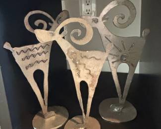 Set of 3 Mid-Century Metal Ram Sculptures