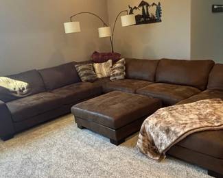 Cindy Crawford Home Metropolis 3-Piece Microfiber Sectional Sofa with Ottoman