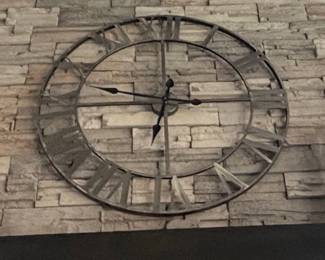 Oversized Industrial Skeleton Wall Clock with Roman Numerals