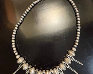 Native American Sterling Silver Turquoise and Bear Claw Necklace second image