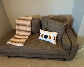 Modern Gray Upholstered Loveseat with Bolster Pillow
