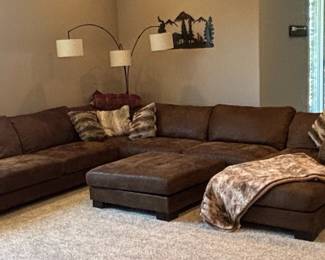 Cindy Crawford Home Metropolis 3-Piece Microfiber Sectional Sofa with Ottoman