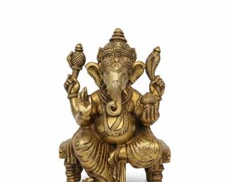 Collection of Decorative Asian-Inspired Statuary and Ammonite Fossil