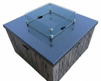 Outdoor Square Gas Fire Pit Table with Faux Wood Base