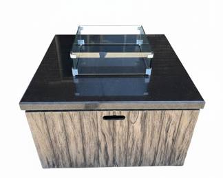 Outdoor Square Gas Fire Pit Table with Faux Wood Base