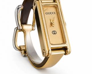 92 AuthenticVintage1990sGucci9000LHorsebitBangleWatchGoldTone