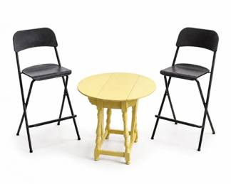 107 VintageDropLeafSideTable2FoldingBarStools