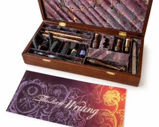 131 VintageCalligraphyWritingSetWoodBoxDipPensNibs