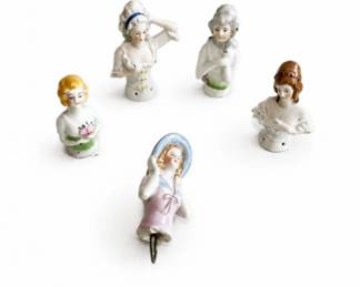 31 AntiquePorcelainHalfDollPinCushionFiguresJapan
