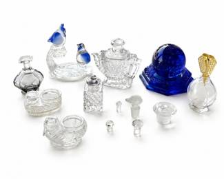 128 VintageGlassPerfumeBottlesVanityCollectionLot