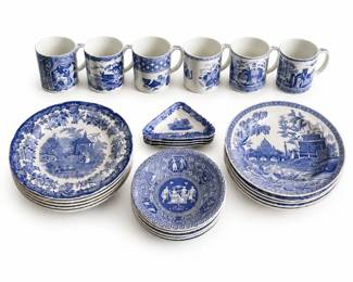 6 SpodeBlueRoomCollectionTransferwareChinaLot
