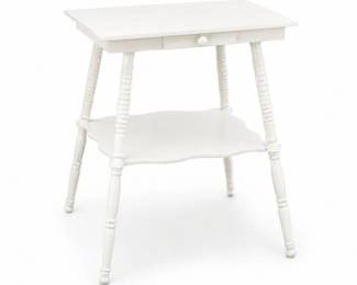 17 VintageWhiteWoodSideEndTablewDrawerShelfStand