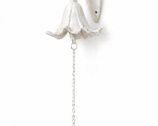 51 VintageWhiteMetalCastironStyleBluebellFlowerWallDoorBell