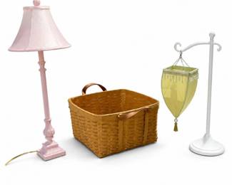 132 LongabergerBasketPinkLampJewelryStandDecor