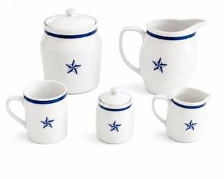 93 LaMaisonRoshcoBlueStarPorcelainCoffeeTeaSet