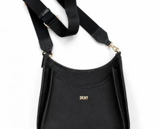 133 DKNYBlackCrossbodyShoulderBagGoldLogoPurs