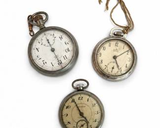 76 VintagePocketWatchLotWestcloxNewHaven3Watches