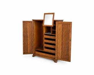 7 AntiqueOakGentlemansWardrobeChifferobeArmoire