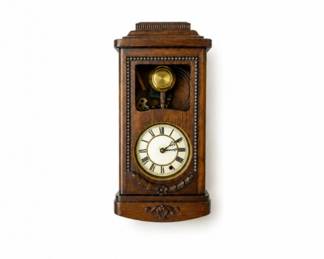 116 AntiqueOakChimeWallClockPendulumKeyVictorian