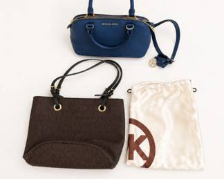 81 MichaelKorsNavySatchelBrownMKLogoTote