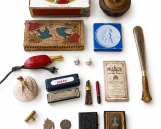 129 AntiqueVintageCuriosEphemeraCollectiblesMixedLot