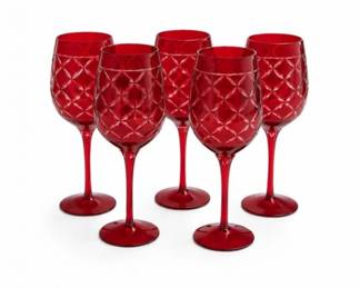 55 CelliniHandBlownRubyRedCutCrystalWineGlasses