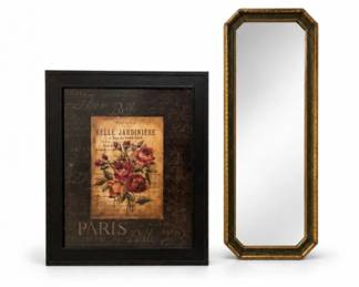 122 HomeInteriorsGoldWallMirrorParisFloralArt