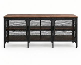 21 IndustrialWoodMetalMeshMediaConsoleCabinet