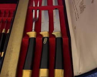 24k gold trimmed Sheffield carving set